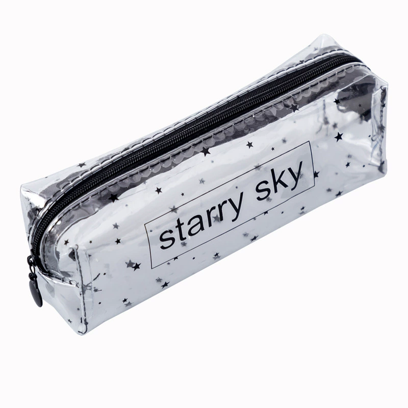 Handheld Pencil Case, PVC Transparent, Cute Korean-Style for Elementary Students, Octagonal Designs