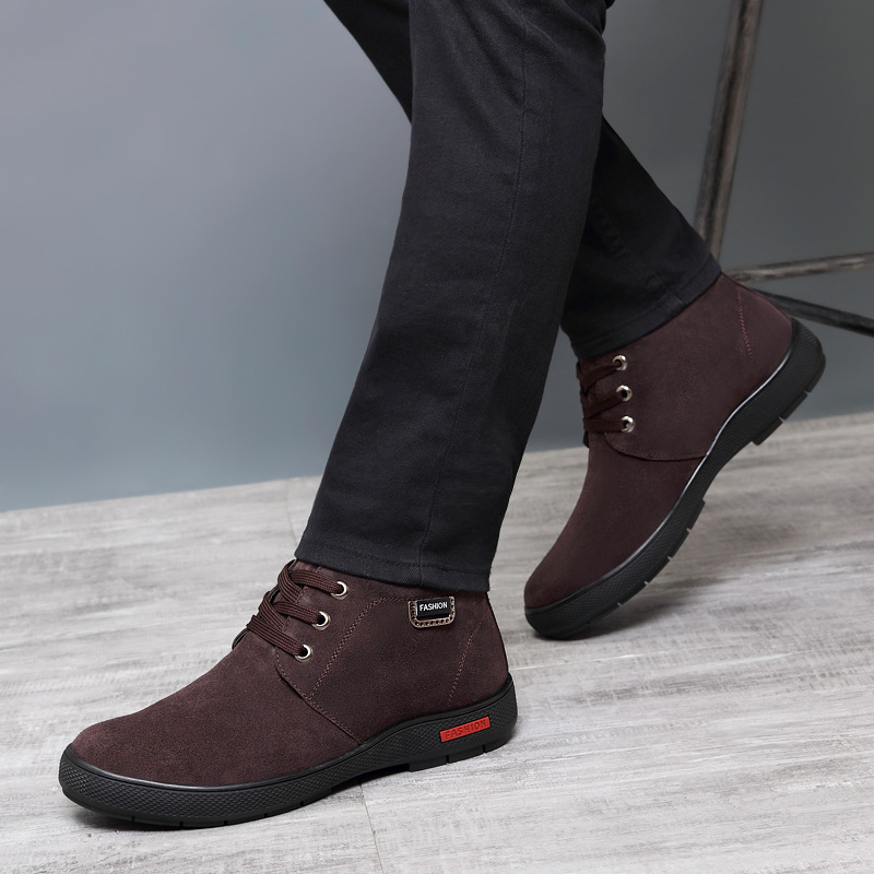 Invierno nuevos zapatos de algodón de lana para hombre forrados de lana de cuero cálido botas de cuero casuales zapatos de hombre viejos zapatos de cuero de talla grande Beijing