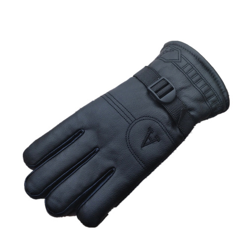 Bulk Sale Thick Fleece Lined Men's Winter Leather Riding Gloves with Warm Fleece for Deep Winter