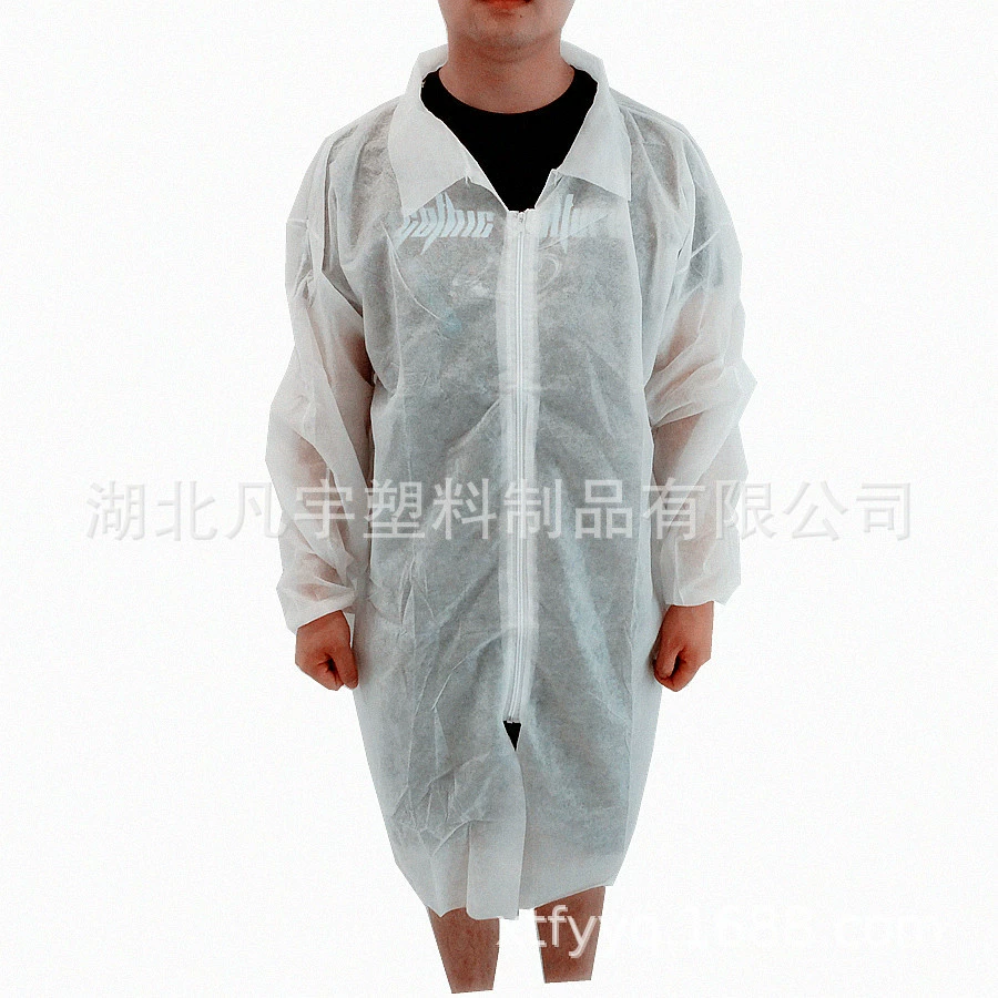 Нетканый белый Халат одноразовый утолщенный дышащий на молнии экспериментальная одежда Комбинезоны на липучке