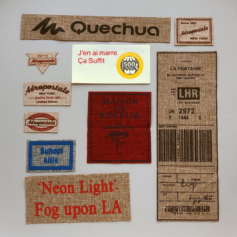 新款亚麻面料丝网胶印布标 服装辅料印花布贴 衣服裤子破洞装饰贴