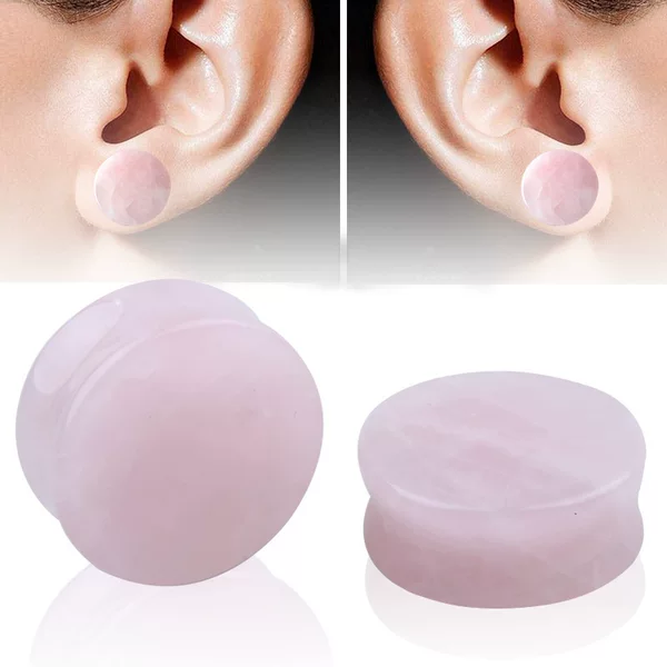 European and American Cross-Border Exclusive Rose Quartz Ear Expanders, Niche Personalized Ear Piercing Jewelry, High-End Accessories for Women