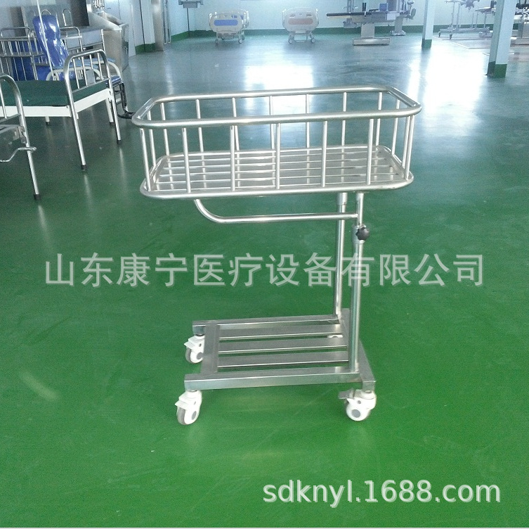 不锈钢婴儿床 不锈钢新生儿车 手推婴儿车 医用静音轮婴儿车