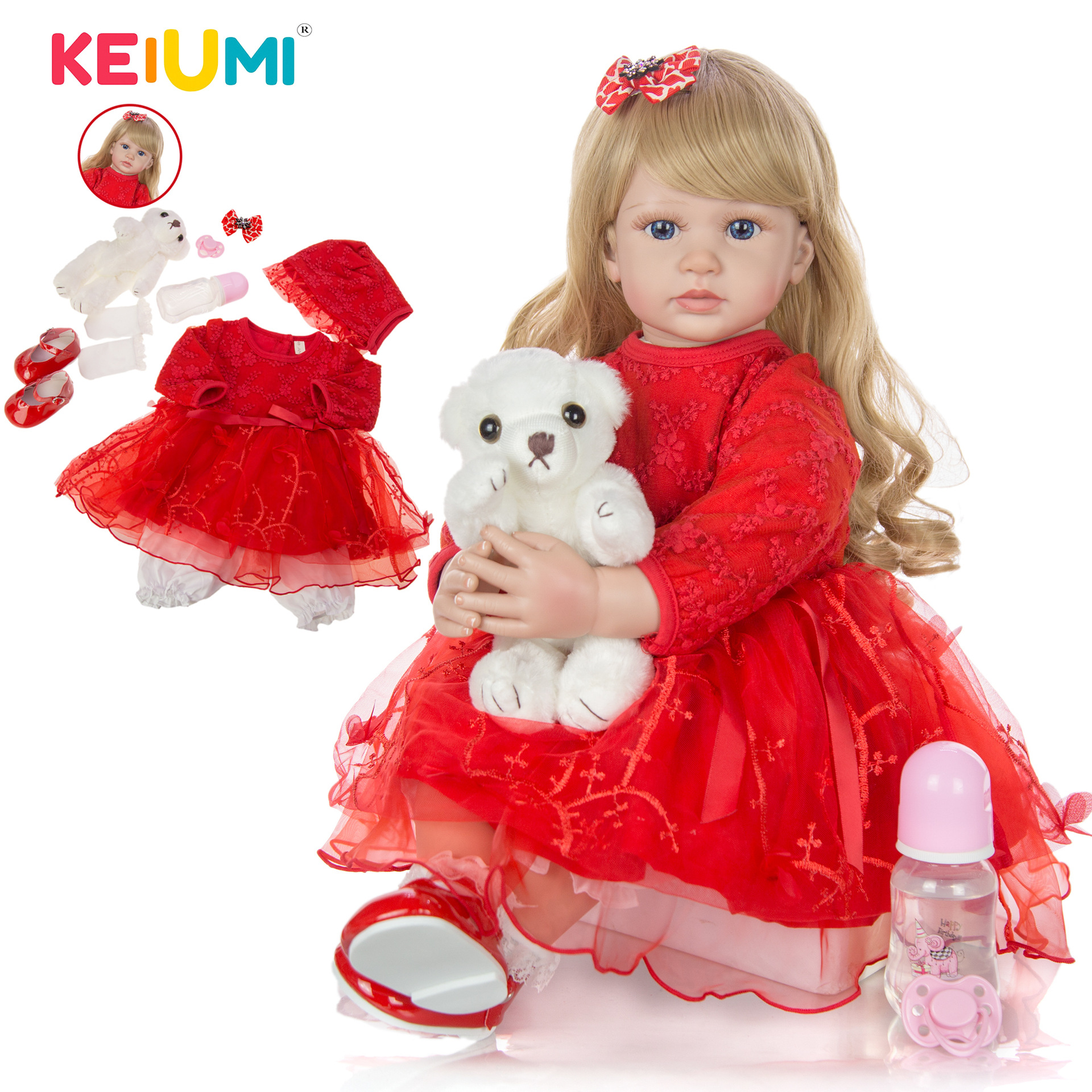 Muñeca de Bebé Reborn Realista 24 Pulgadas de Vinilo y Tela para Juegos Infantiles