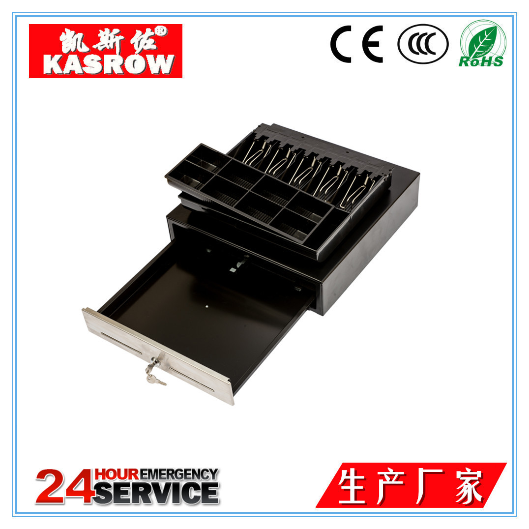 厦门凯斯佐5格3档锁 滑轮钱箱 大规格高档重型钱箱 KF-410现货厂