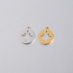 RUMNVNTY Mirror Polished Stainless Steel Round Hollow Compass Jewelry Accessory DIY Star Compass Pendant