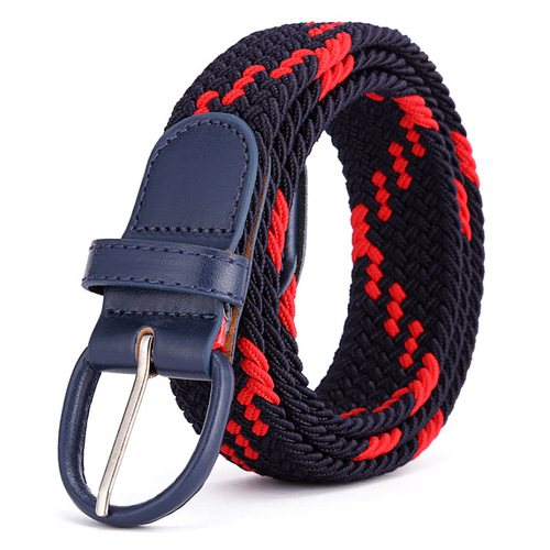 Cross-border woven belt for women, fashionable and casual, versatile pin buckle belt for men and women, student elastic canvas belt