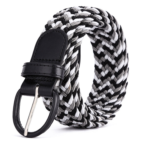 Cross-border woven belt for women, fashionable and casual, versatile pin buckle belt for men and women, student elastic canvas belt