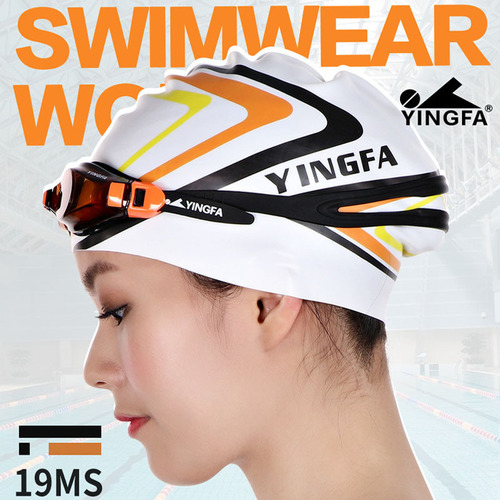 Wholesale Yingfa Silicone Swimming Cap Unisex Long Hair Comfortable Fashion Printed Swimming Cap Multicolor Printed Swimming Cap