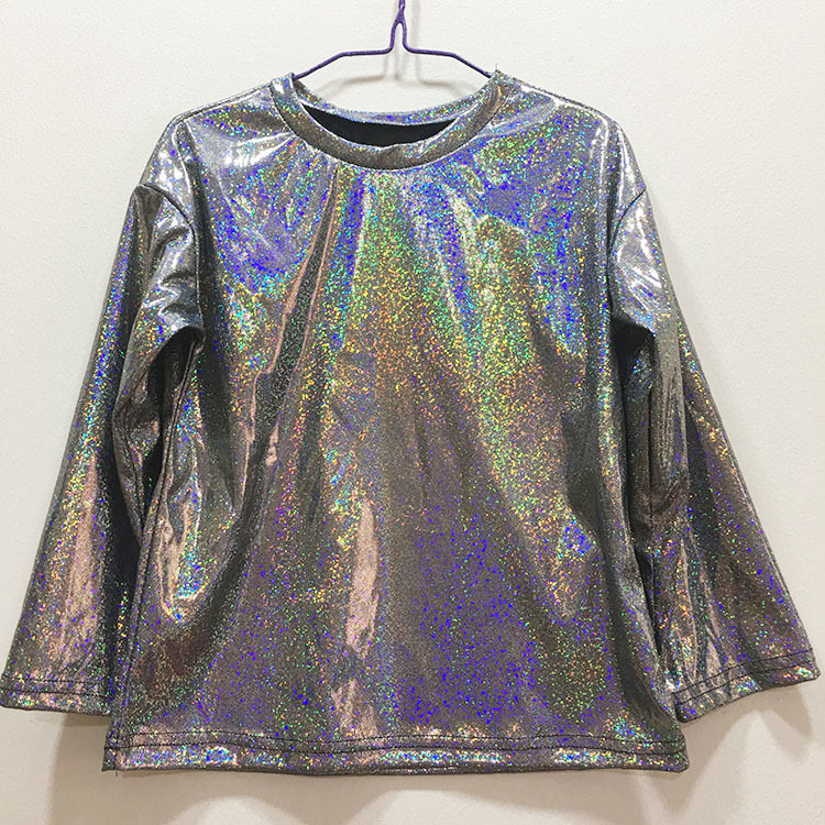 Cantando ropa de rendimiento de la Patria estilo chino estudiantes de primaria y secundaria banquete anfitrión lentejuelas suelta manga larga Camiseta Ropa de baile