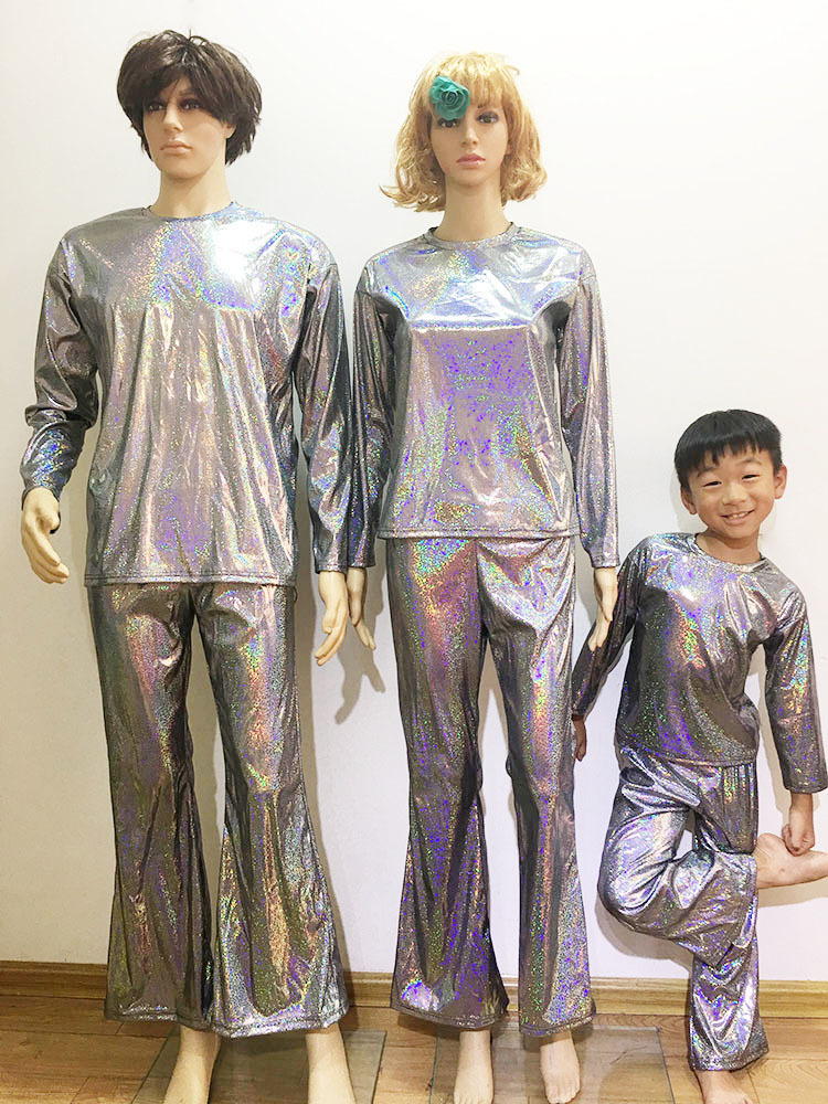 Cantando ropa de rendimiento de la Patria estilo chino estudiantes de primaria y secundaria banquete anfitrión lentejuelas suelta manga larga Camiseta Ropa de baile