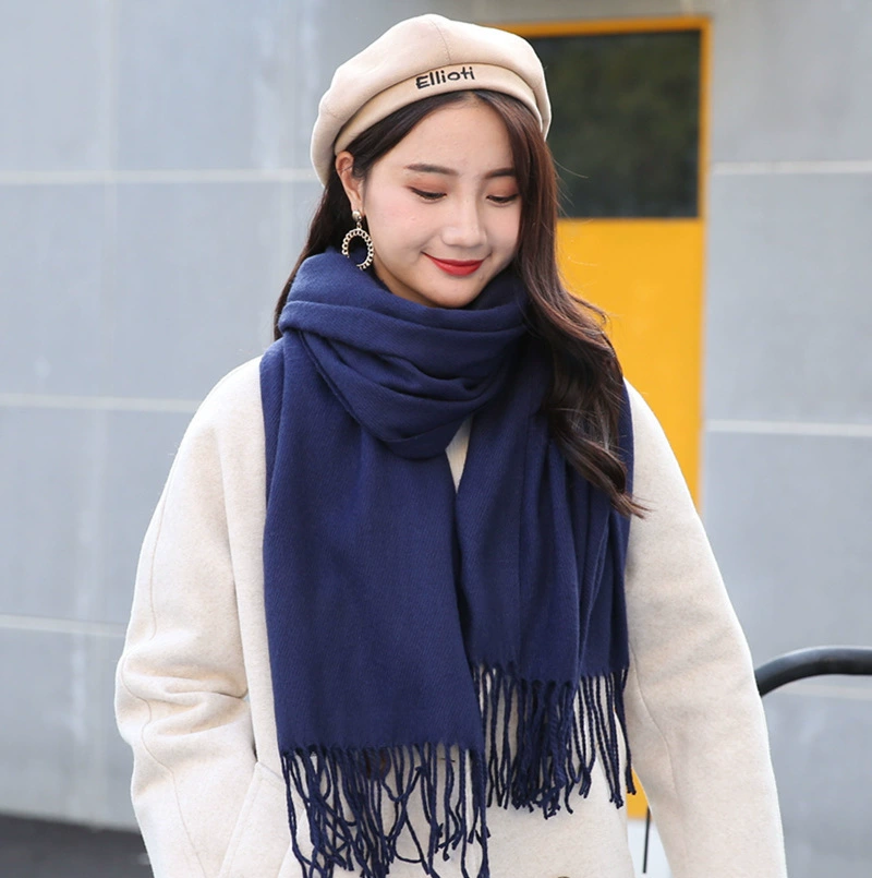 Double-Sided Faux Fur Scarf, 200×60 cm, Long Warm Soft Korean Style Plaid
