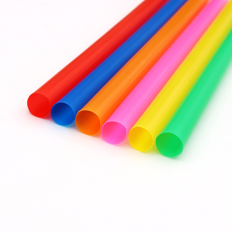 Punto de color desechable paja plana perla leche té paja gruesa hecha a mano diy11 * 210mm tubo recto de plástico
