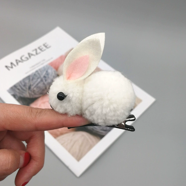 Аксессуар для волос милый 3D плюшевый кролик, заколка и резинка, корейский стиль, деми‑сезон