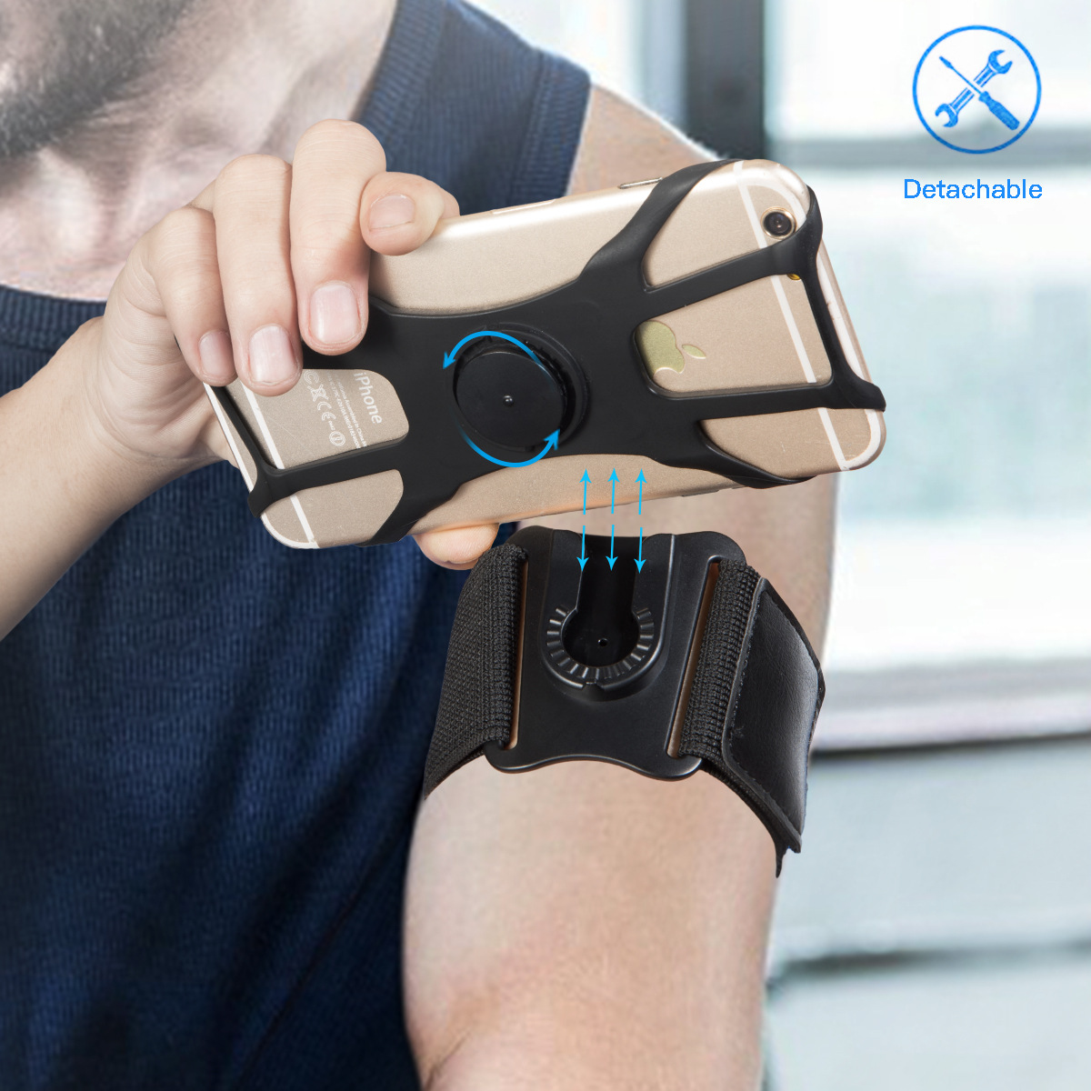 Rotating detachable mobile phone arm band Sports arm band wrist bag arm bag running arm bag factory direct sales