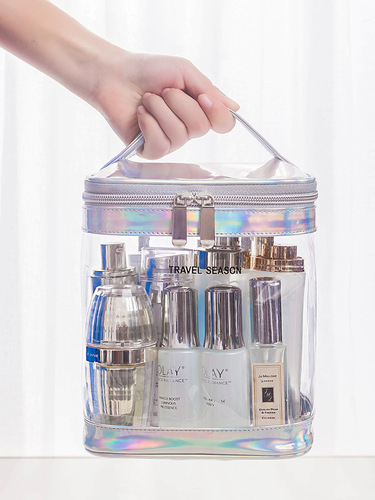 Portable transparent PVC cosmetic bag, simple large-capacity toiletry bag, business trip toiletry cosmetics storage bag