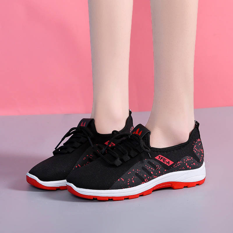 Shoes Women's Trendy Shoes New Black Sneakers with Bottom Women's Cloth Noodles Korean Style Casual Running Shoes ins Trendy