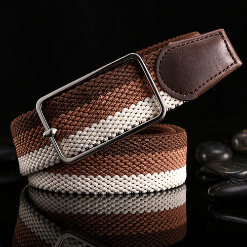 Dapai Korean style trendy elastic belt for men, youth elastic canvas belt, fashionable pin buckle woven trouser belt for women