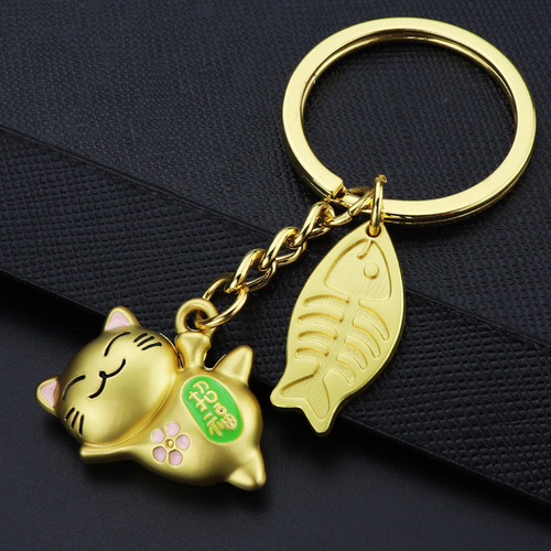 New Year Money Cat Keychain Opening Wealth Cat Small Cat Key Hook Money Cat Car Key Holder Gift