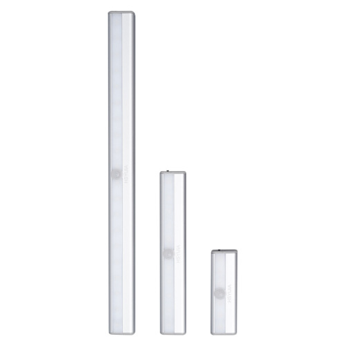 LED motion sensor light with USB wireless battery, long bar infrared night light for entryway, cabinet, and wardrobe