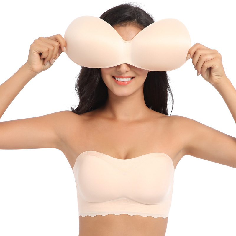 Pecho grande pequeño más tamaño ropa interior sin tirantes sujetador verano inalámbrico tubo superior ropa interior vestido de las mujeres brillante sujetador