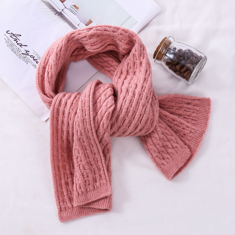 2019 nuevo estilo coreano japonés otoño e invierno suave grueso cálido hombres y mujeres bufanda de lana de color sólido tejida pequeña bufanda pequeña