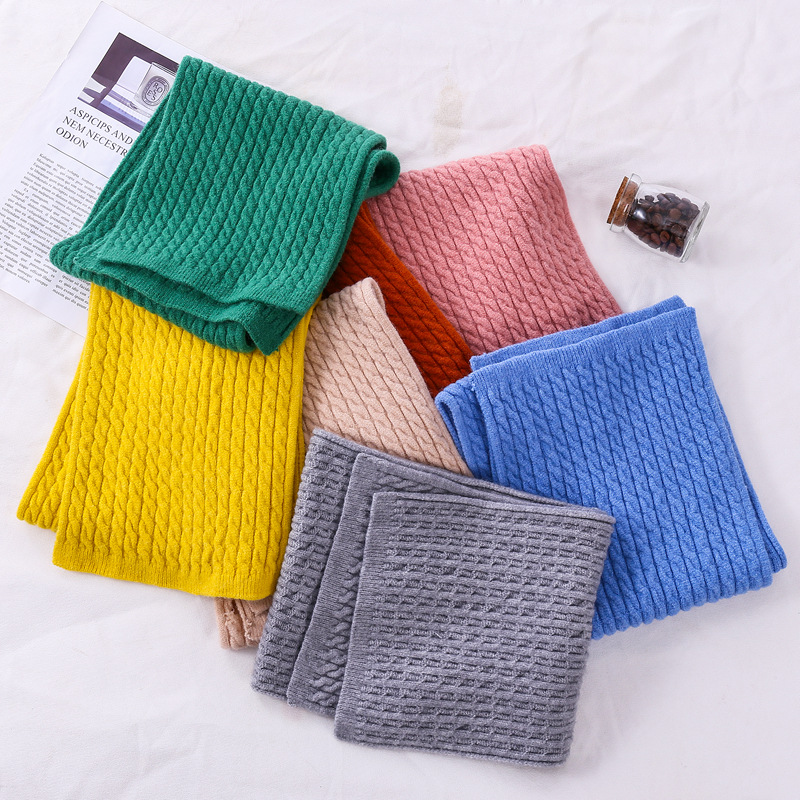 2019 nuevo estilo coreano japonés otoño e invierno suave grueso cálido hombres y mujeres bufanda de lana de color sólido tejida pequeña bufanda pequeña