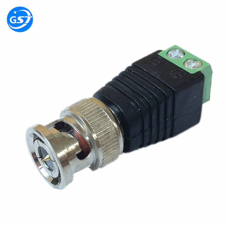 监控配件BNC公转换头Q9转2位双绞线绿色端子bnc免焊接头