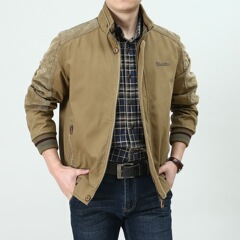 873 春と秋のメンズルーズ大きいサイズタフガイスタイルメンズステッチ無地メーカー作業服人気の純綿ジャケット