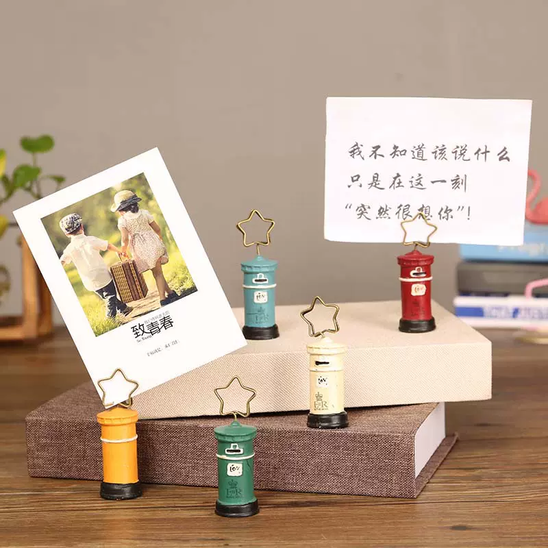 名片夹可爱卡通卡片小夹子创意办公室桌面留言便签夹明信片照片夹