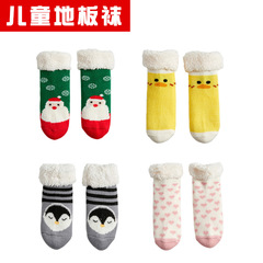 亞馬遜批發寶寶兒童聖誕地板襪學步蹦床嬰兒襪子防滑後跟點膠室內