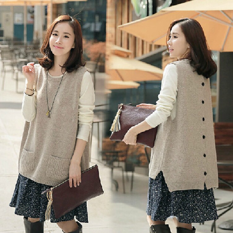Cross-Border Spring and Autumn Knitted Women's Vest Korean Style Round Neck Pullover Waistcoat Loose Sleeveless Knitted Sweater Women's Jacket