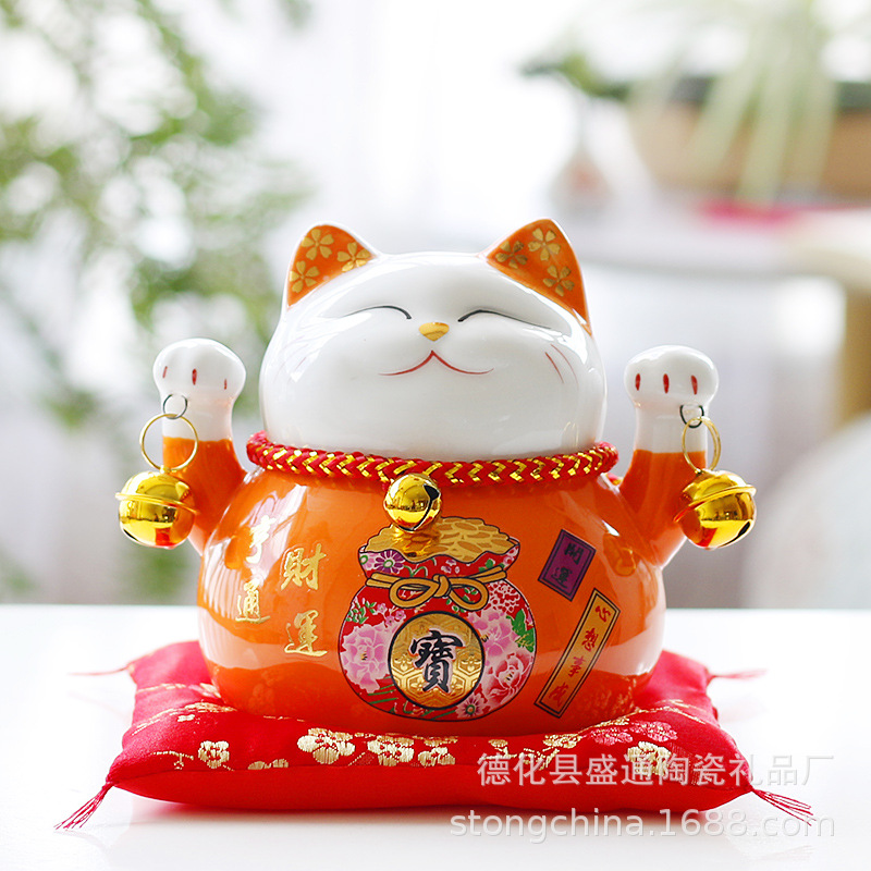 Artesanías de cerámica gato hogar regalo creativo decoración alcancía tienda cajero escritorio al por mayor