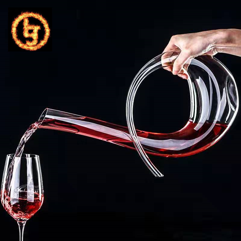 Lu Jing Cristal de cristal transparente creativo en forma de seis vino tinto decantador rápido hogar de gran capacidad