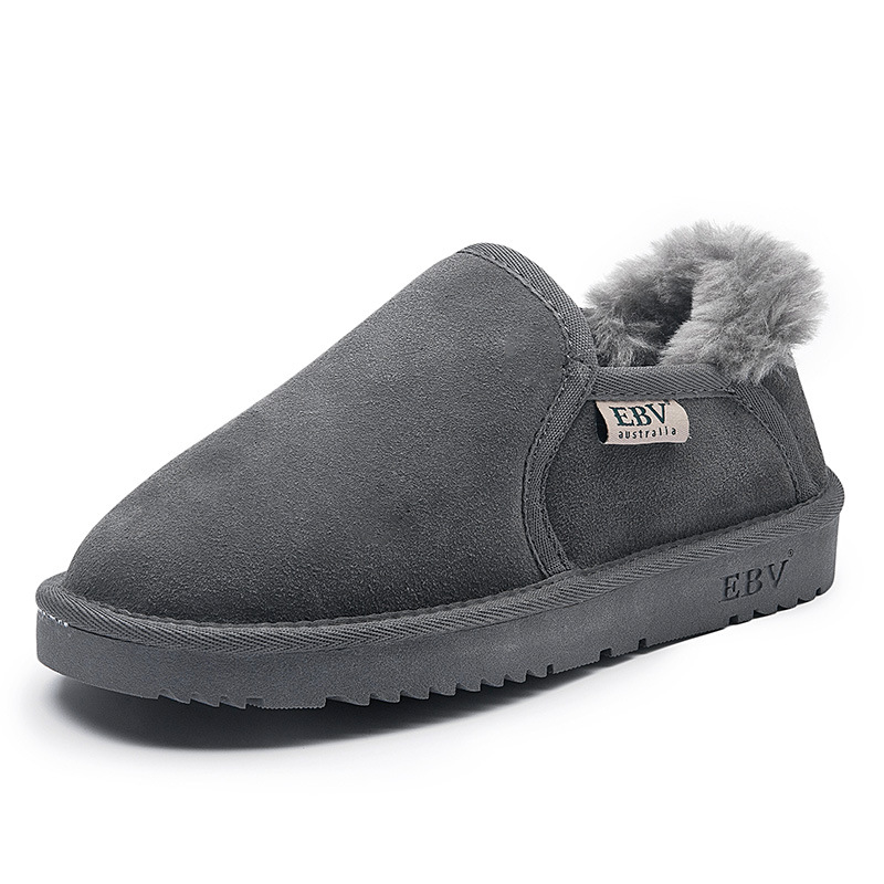 EBV レザースノーブーツ レディース ショートブーツ パンシューズ スノーコットンシューズ 2025年新作 スリッポン 厚底