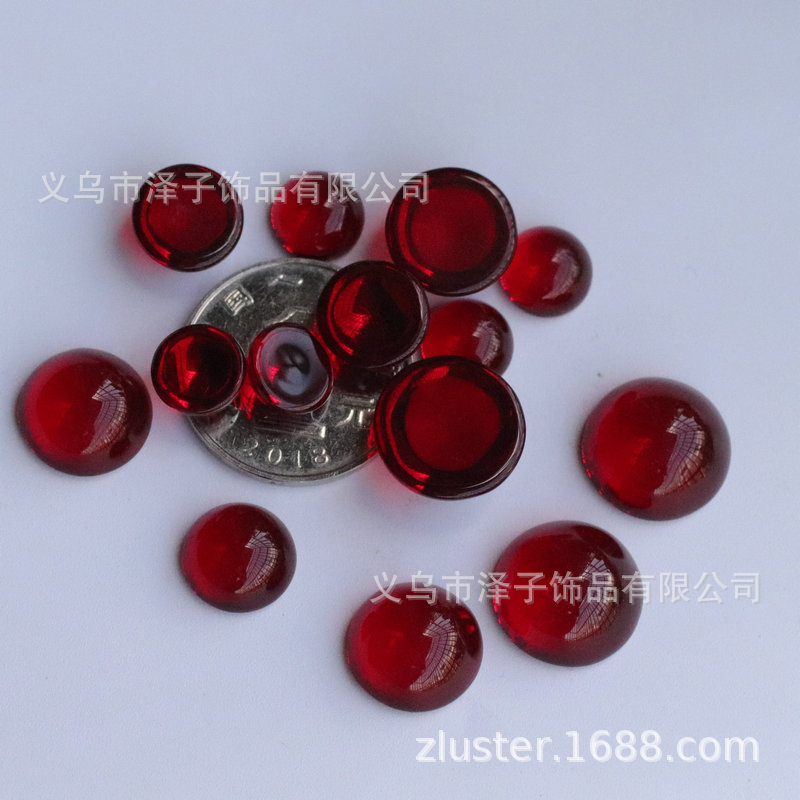 圆戒面仿红宝石红玛瑙色水晶玻璃贴片手工饰品diy配件批发戒指 3