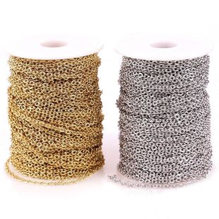 3mm stainless steel jewelry cross chain embossed chain Gold diy jewelry accessories necklace bar embossed o chain