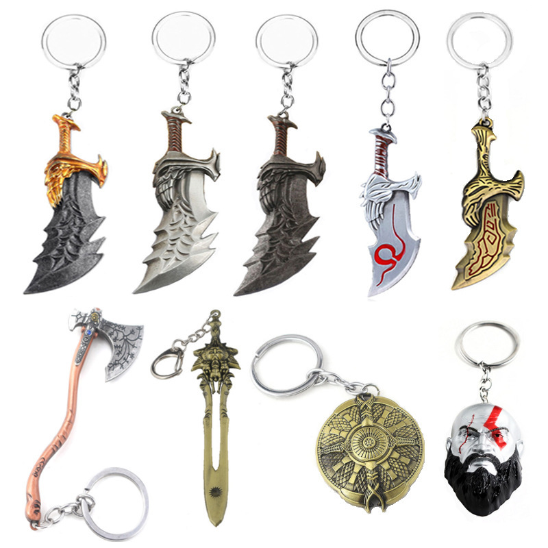 Game Peripherals God of War 4 Chaos Blade Sword Keychain Quye Ax Weapon Model Mask Pendant