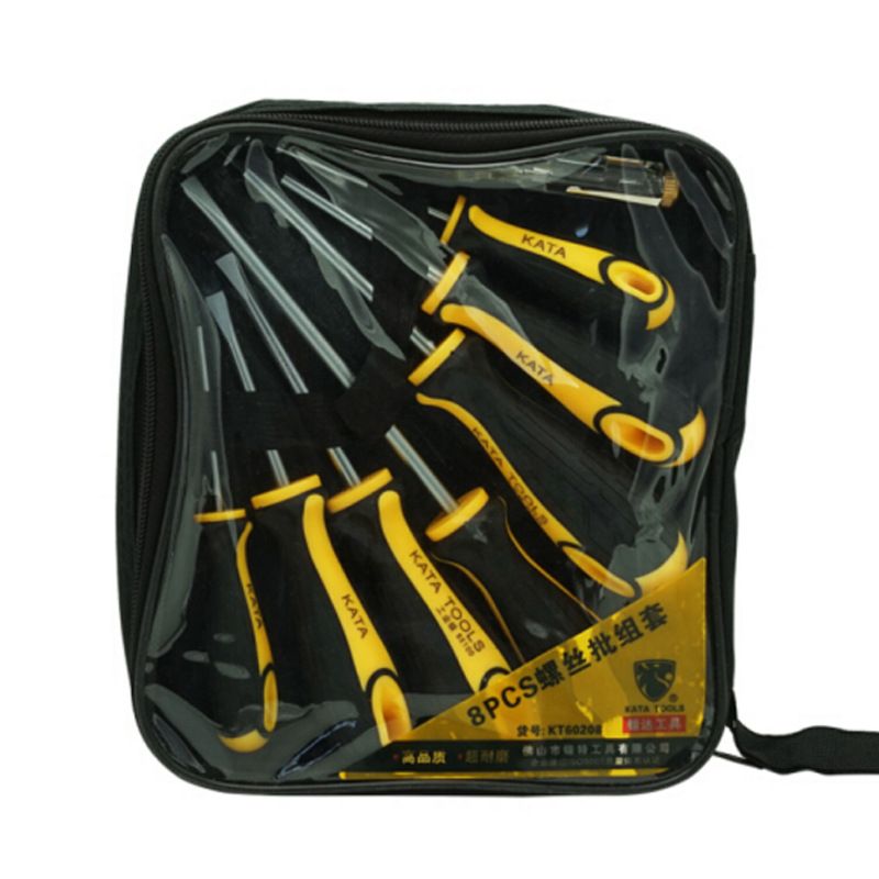 锴达8件十字一字螺丝刀组套螺丝批起子改锥套装强磁改锥起子60208