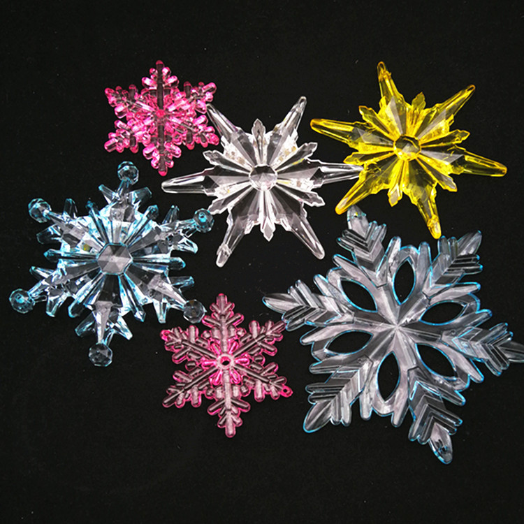 圣诞节装饰品亚克力透明仿水晶雪花片 圣诞树挂件diy吊饰雪景布置
