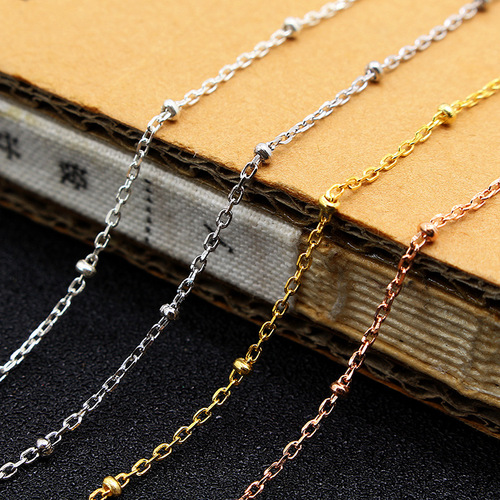 S925 sterling silver cross spaced beads loose chain DIY handmade jewelry bracelet material semi-finished chain pearl chain