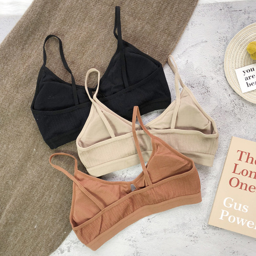 French bralette wire-free underwear with hollow small cup lingerie, sexy thin triangle bra, comfortable women's bra