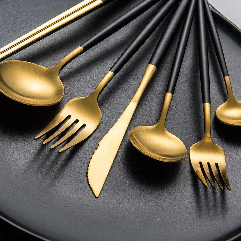 Cross-border Hotel Amazon High-value Western Steak Knife Portuguese Tableware suit 304 Stainless Steel Knife, Fork and Spoon