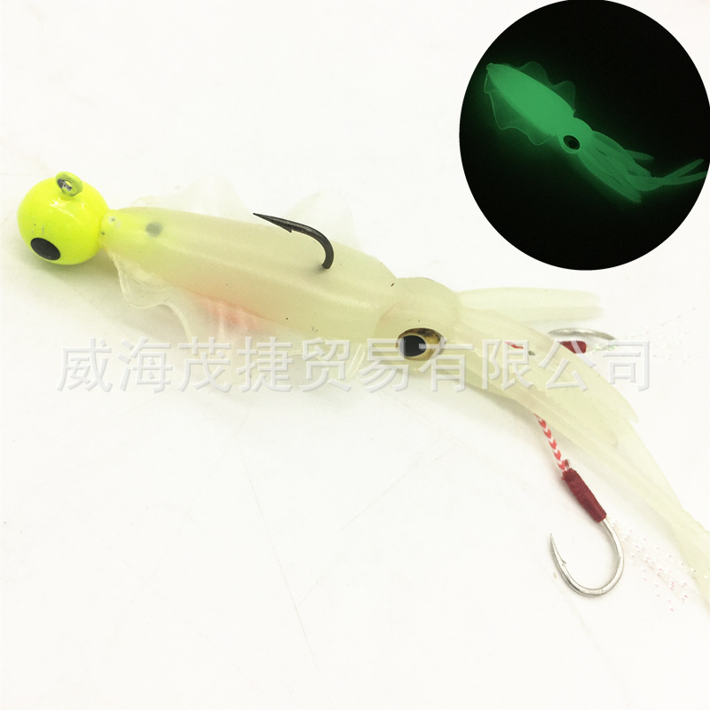 13cm gancho de cabeza de plomo gancho de mano luminoso cebo de calamar pesca de mar pesca de arrastre simulación de pulpo abalorios Luya cebo suave pesca en alta mar