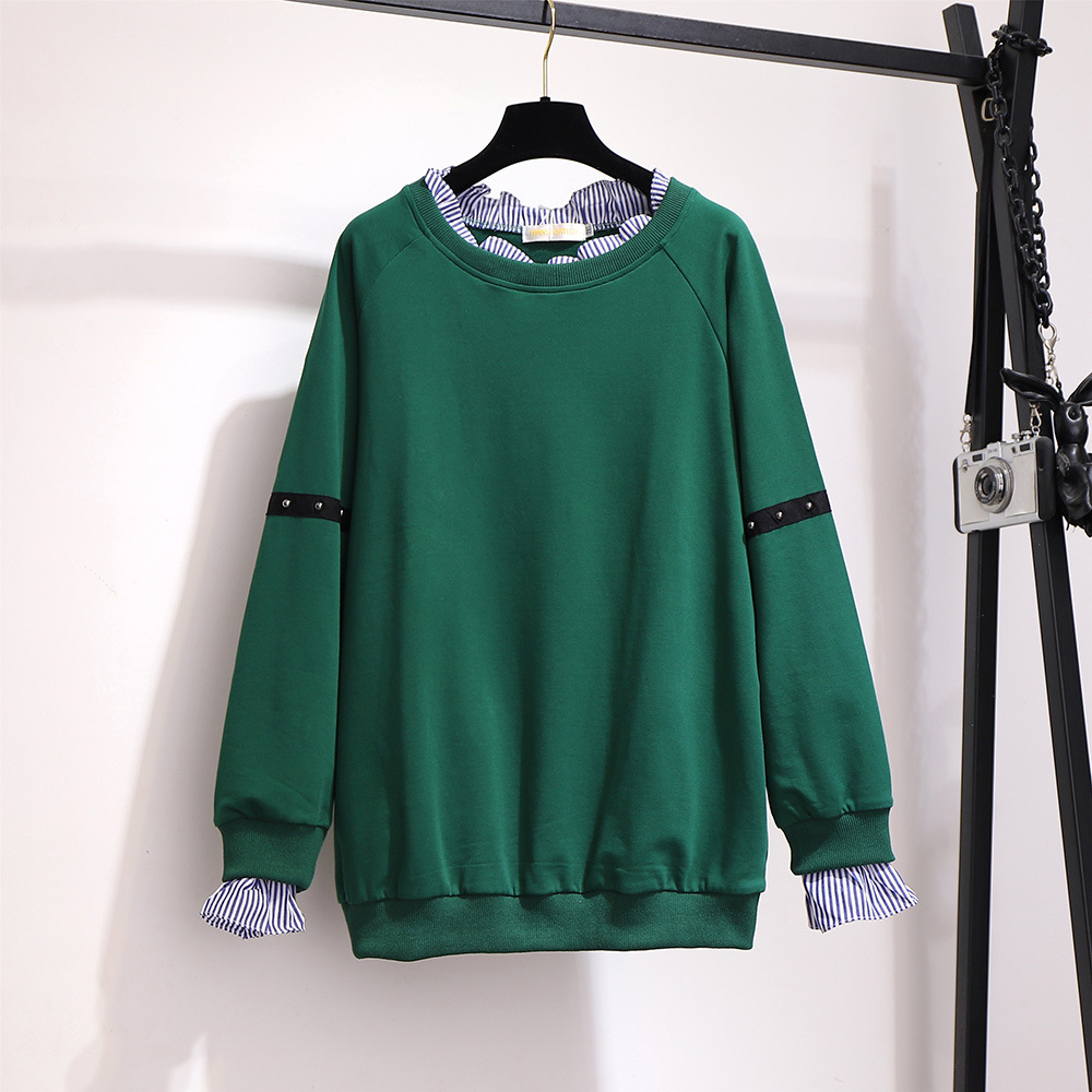 Vêtements pour femmes Fat Mm Automne Pull épaissi Imprimé Pantalon en jean ample Costume décontracté mince_voghion.com