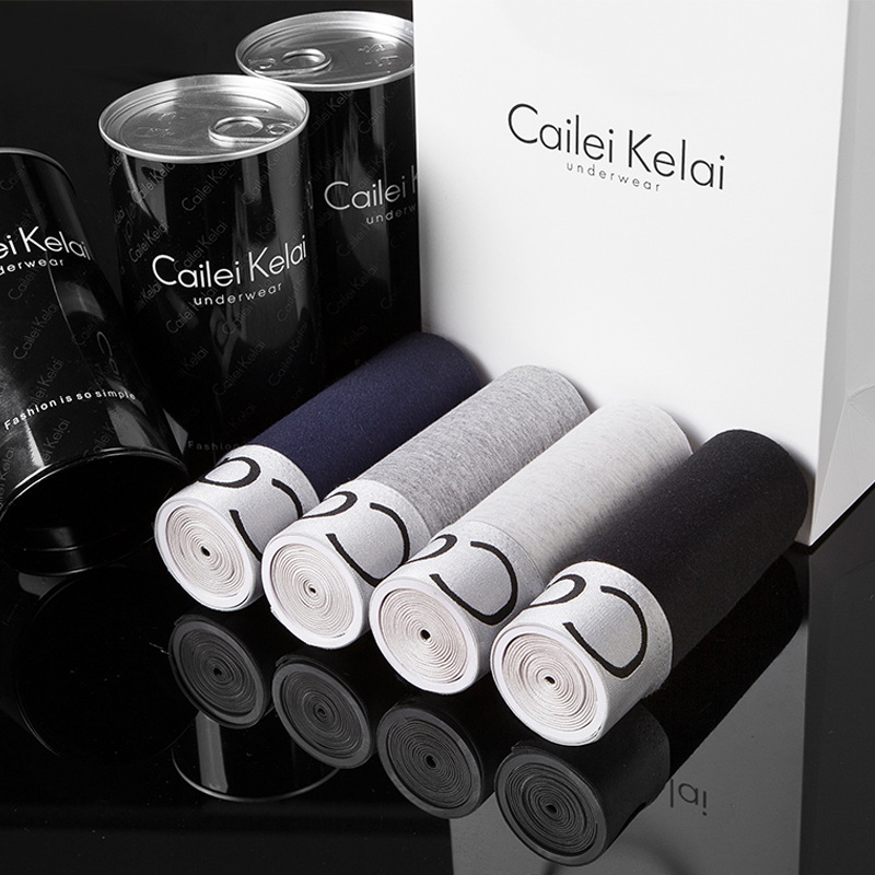 Ropa interior de hombre, calzoncillos bóxer de algodón para hombre, año de vida enlatado, gran marca roja de cintura media, pantalón de cuatro esquinas, calzoncillos para hombre C4