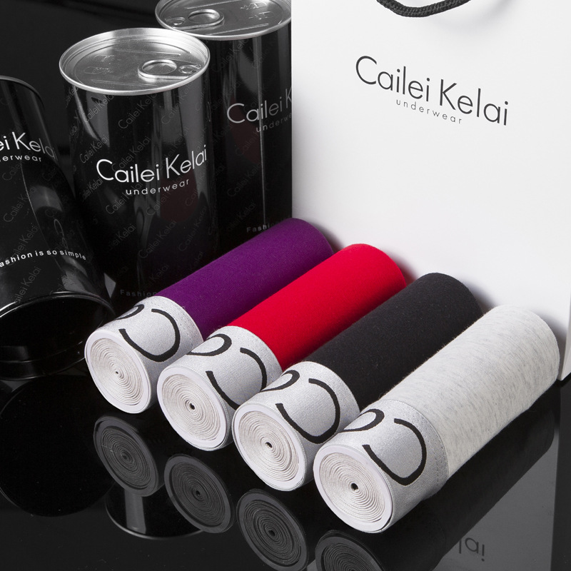 Ropa interior de hombre, calzoncillos bóxer de algodón para hombre, año de vida enlatado, gran marca roja de cintura media, pantalón de cuatro esquinas, calzoncillos para hombre C4