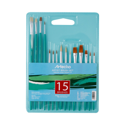 Montmart 15-piece Set Oil Painting Brush Set, Non-Shedding Pig bristle Digital Oil Painting Watercolor Palette Brush Set, Wholesale