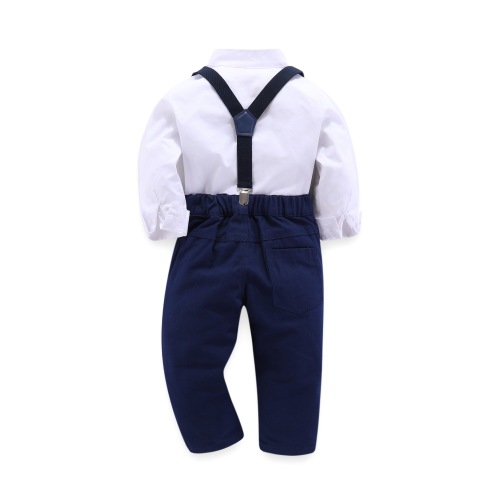 SAMGAMI BABY Autumn New Children's Clothing Fashion Korean Version Boys' Gentleman Set White Shirt + Overalls