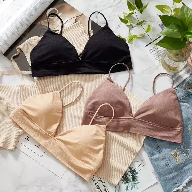 跨境超薄法式三角杯文胸运动无痕内衣学生无钢圈性感睡眠胸罩少女